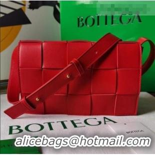 Promotional Bottega Veneta Cassette Small Crossbody Messenger Bag in Maxi Weave BV2158 Red 2021