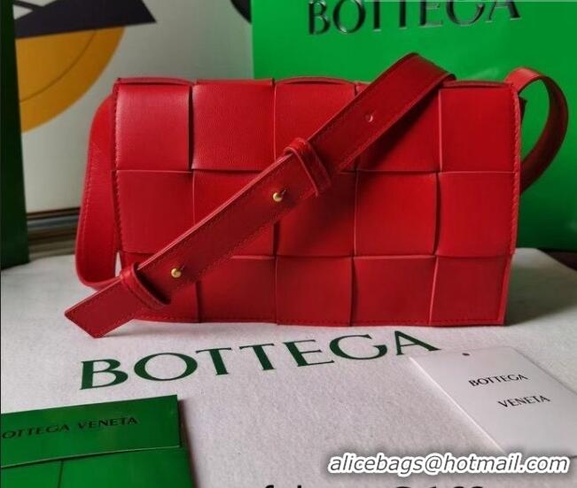 Promotional Bottega Veneta Cassette Small Crossbody Messenger Bag in Maxi Weave BV2158 Red 2021