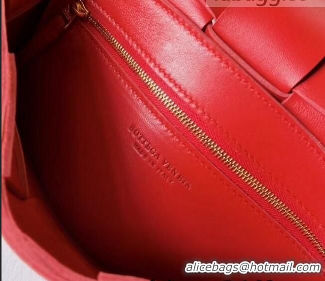 Promotional Bottega Veneta Cassette Small Crossbody Messenger Bag in Maxi Weave BV2158 Red 2021