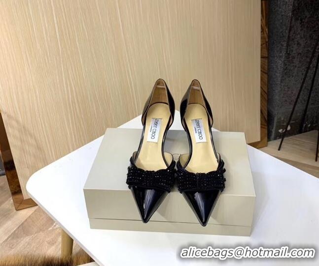 Good Quality Jimmy Choo Crystal Bow Mid-Heel Pumps 121824 Black 