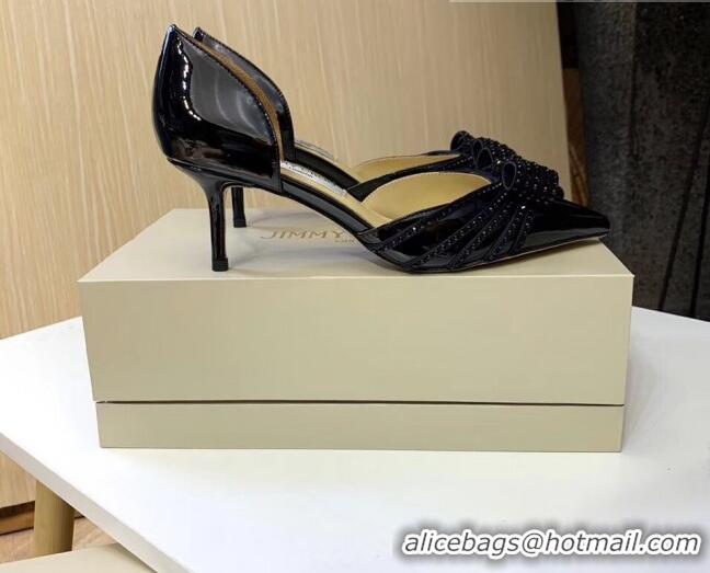 Good Quality Jimmy Choo Crystal Bow Mid-Heel Pumps 121824 Black 