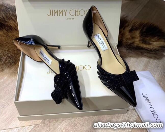 Good Quality Jimmy Choo Crystal Bow Mid-Heel Pumps 121824 Black 