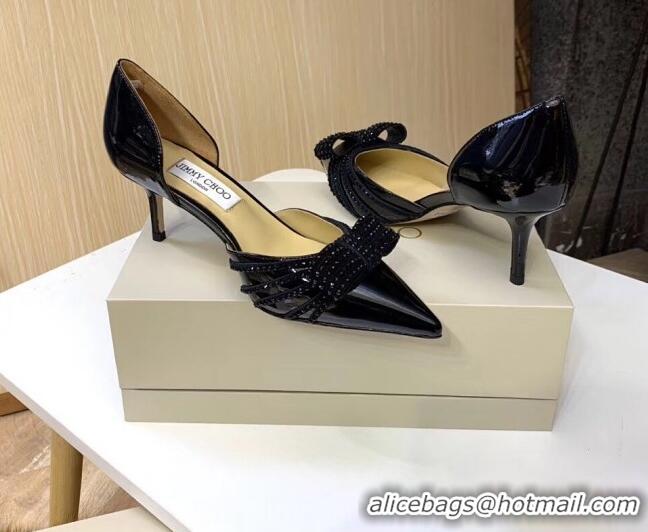 Good Quality Jimmy Choo Crystal Bow Mid-Heel Pumps 121824 Black 