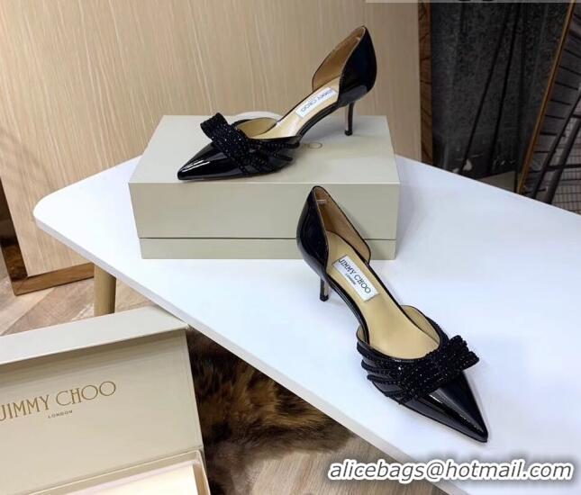 Good Quality Jimmy Choo Crystal Bow Mid-Heel Pumps 121824 Black 