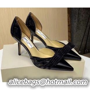 Best Price Jimmy Choo Crystal Bow Mid-Heel Pumps 121827 Black