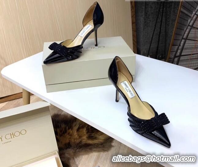 Best Price Jimmy Choo Crystal Bow Mid-Heel Pumps 121827 Black