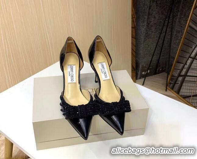 Best Price Jimmy Choo Crystal Bow Mid-Heel Pumps 121827 Black