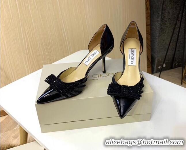 Best Price Jimmy Choo Crystal Bow Mid-Heel Pumps 121827 Black