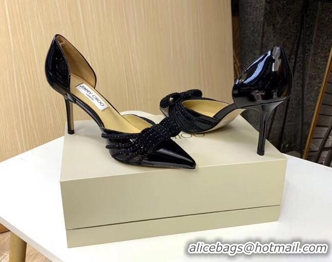 Best Price Jimmy Choo Crystal Bow Mid-Heel Pumps 121827 Black