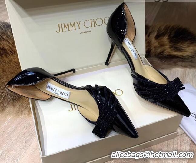 Best Price Jimmy Choo Crystal Bow Mid-Heel Pumps 121827 Black