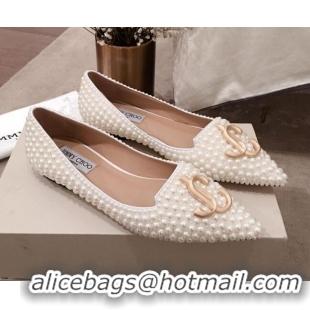 Charming Jimmy Choo JC Logo Pearl Flat Ballerinas 122736