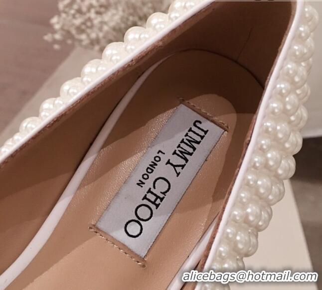 Charming Jimmy Choo JC Logo Pearl Flat Ballerinas 122736