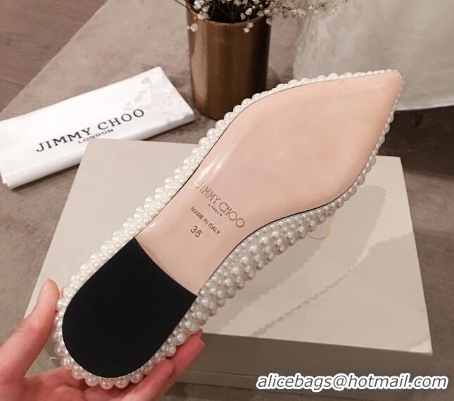 Charming Jimmy Choo JC Logo Pearl Flat Ballerinas 122736