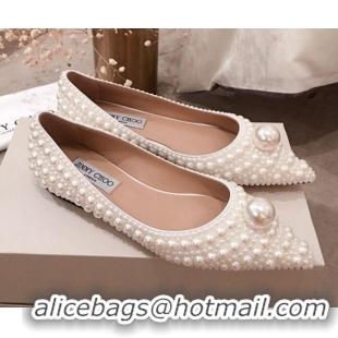 Perfect Jimmy Choo Pearl Allover Flat Ballerinas 122738