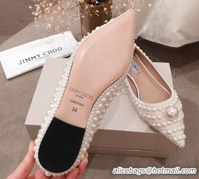 Perfect Jimmy Choo Pearl Allover Flat Ballerinas 122738