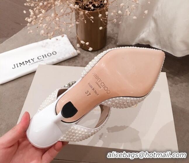 Affordable Price Jimmy Choo Pearl Allover Crystal Buckle Strap Mules 122739