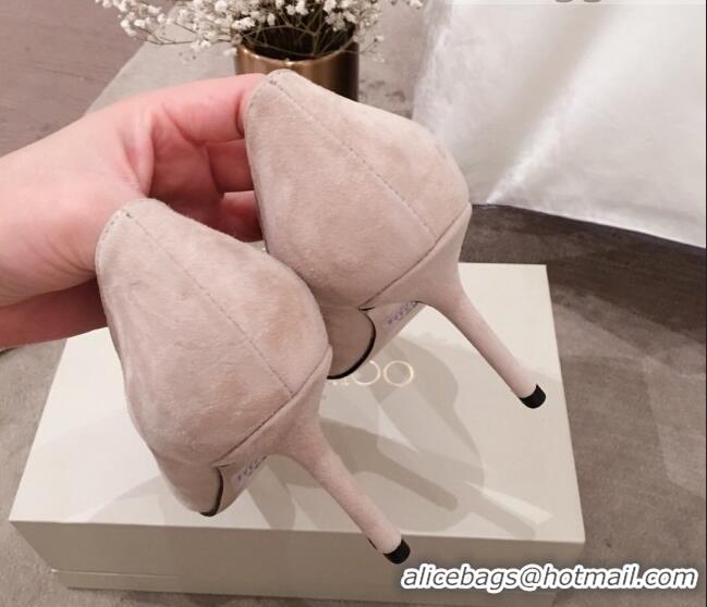 Unique Grade Jimmy Choo Suede Pearl Charm Pumps 010309 Nude