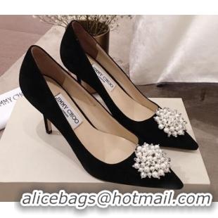 New Style Jimmy Choo Suede Pearl Charm Pumps 010309 Black