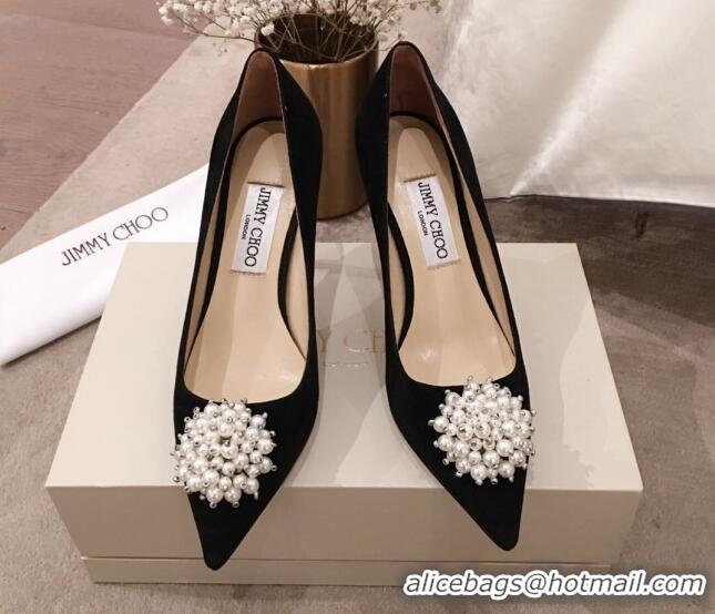 New Style Jimmy Choo Suede Pearl Charm Pumps 010309 Black