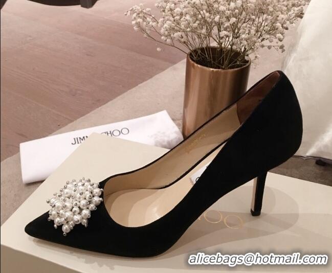 New Style Jimmy Choo Suede Pearl Charm Pumps 010309 Black