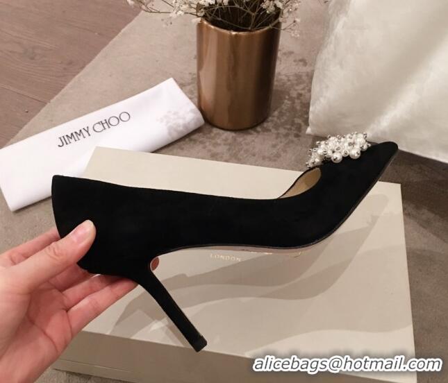 New Style Jimmy Choo Suede Pearl Charm Pumps 010309 Black