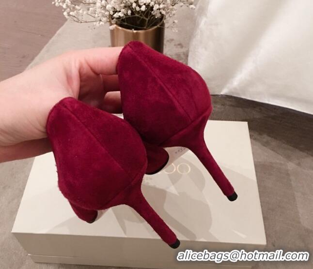 Top Quality Jimmy Choo Suede Pearl Charm Pumps 010309 Red