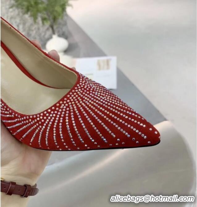 AAAAA Jimmy Choo Suede Crystal High-Heel Pumps 011631 Red