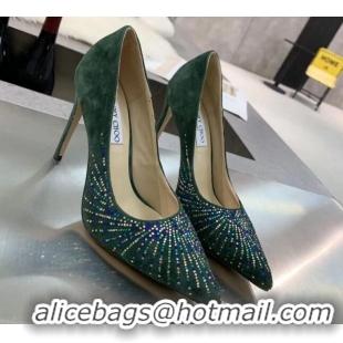 Duplicate Jimmy Choo Suede Crystal High-Heel Pumps 011631 Green