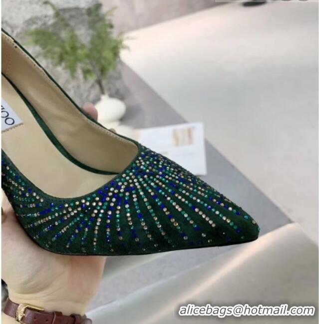 Duplicate Jimmy Choo Suede Crystal High-Heel Pumps 011631 Green