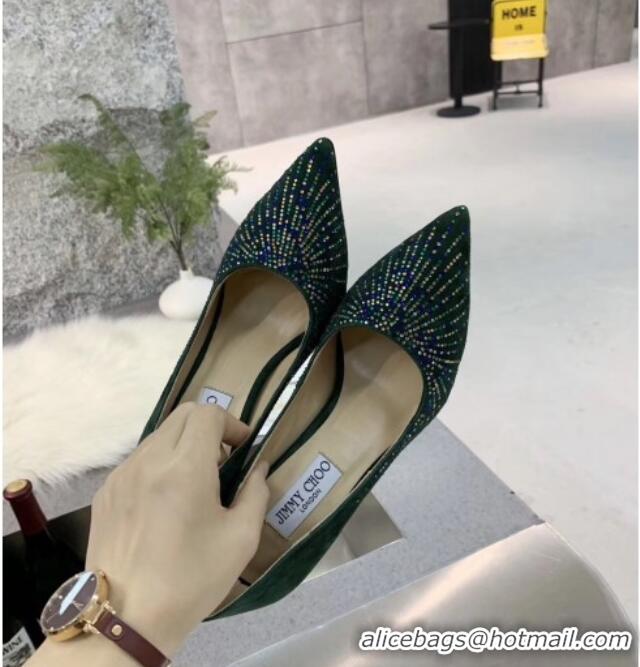 Duplicate Jimmy Choo Suede Crystal High-Heel Pumps 011631 Green