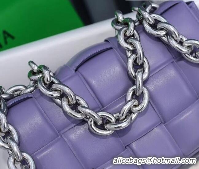 Famous Brand Bottega Veneta The Chain Cassette Cross-body Bag BV2160 Lavender Purple 2021