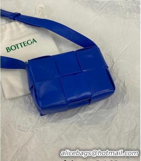 Best Price Bottega Veneta Mini Cassette Bag in Woven Shiny Calfskin Cobalt BV2168 Blue 2021