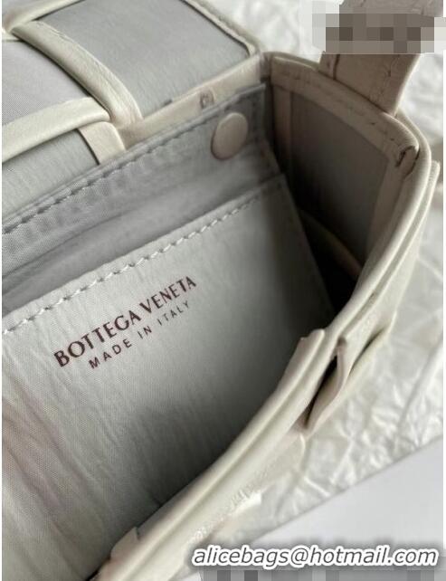 Best Design Bottega Veneta Mini Cassette Bag in Woven Shiny Calfskin BV2168 White 2021