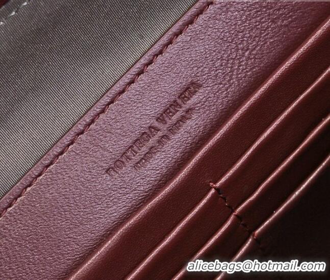 Best Price Bottega Veneta Woven Lambskin Medium Pouch BV2172 Burgundy 2021