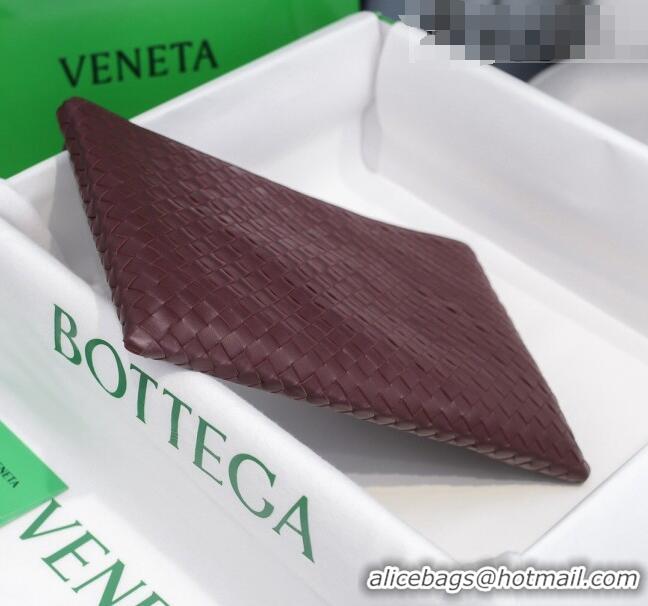 Best Price Bottega Veneta Woven Lambskin Medium Pouch BV2172 Burgundy 2021