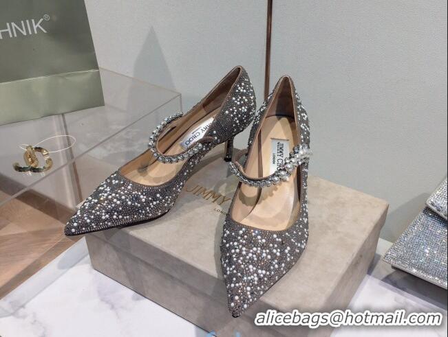 Unique Style Jimmy Choo Crystal Pearl Heel 65mm Mary Jane Pumps 091112