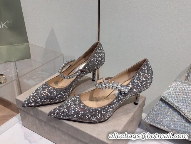 Unique Style Jimmy Choo Crystal Pearl Heel 65mm Mary Jane Pumps 091112