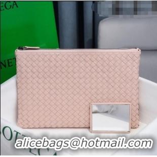 Good Product Bottega Veneta Woven Lambskin Medium Pouch BV2174 Light Pink 2021