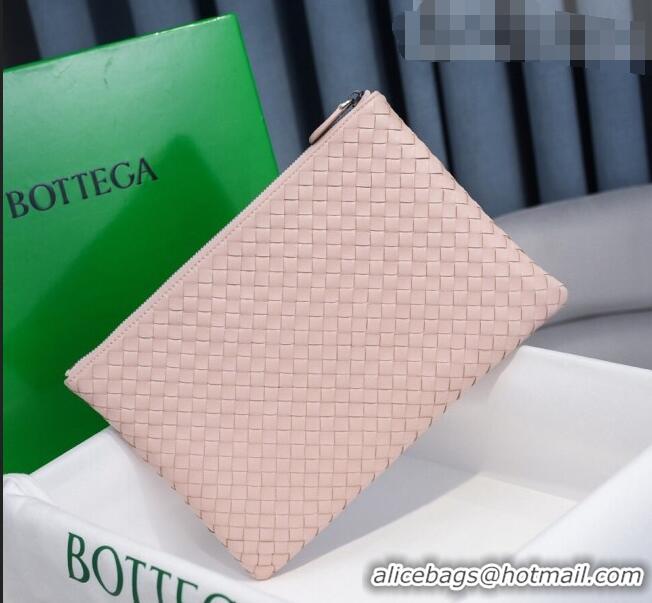 Good Product Bottega Veneta Woven Lambskin Medium Pouch BV2174 Light Pink 2021