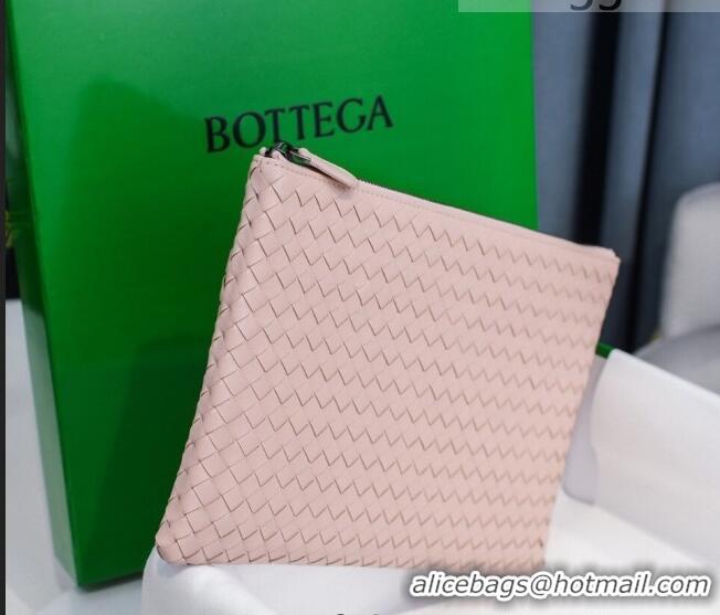 Good Product Bottega Veneta Woven Lambskin Medium Pouch BV2174 Light Pink 2021