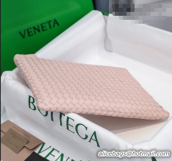 Good Product Bottega Veneta Woven Lambskin Medium Pouch BV2174 Light Pink 2021