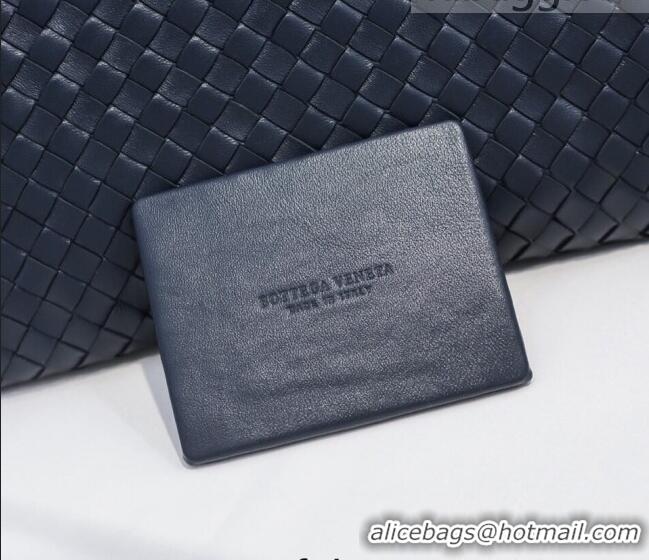 Well Crafted Bottega Veneta Woven Lambskin Medium Pouch BV2174 Dark Blue 2021