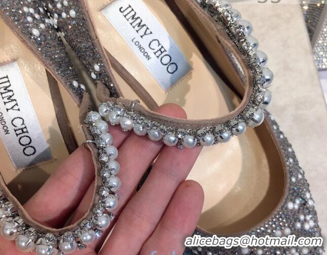 Duplicate Jimmy Choo Crystal Pearl Heel 85mm Mary Jane Pumps 091112