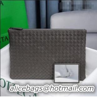 Well Crafted Bottega Veneta Woven Lambskin Medium Pouch BV2174 Grey 2021