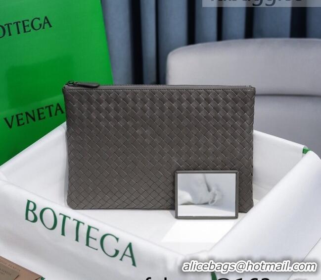 Well Crafted Bottega Veneta Woven Lambskin Medium Pouch BV2174 Grey 2021