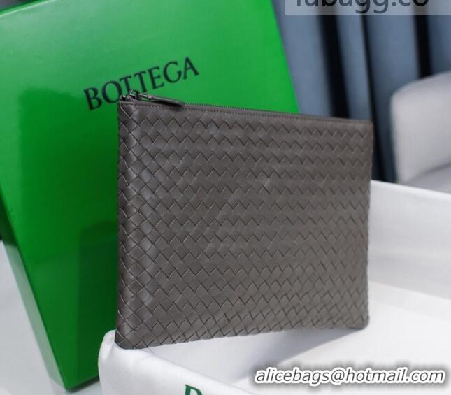 Well Crafted Bottega Veneta Woven Lambskin Medium Pouch BV2174 Grey 2021