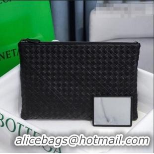 Super Quality Bottega Veneta Woven Lambskin Medium Pouch BV2174 Black 2021