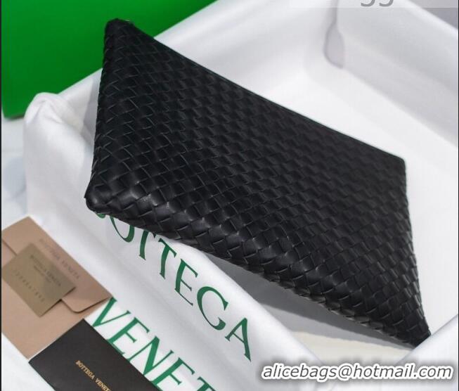 Super Quality Bottega Veneta Woven Lambskin Medium Pouch BV2174 Black 2021