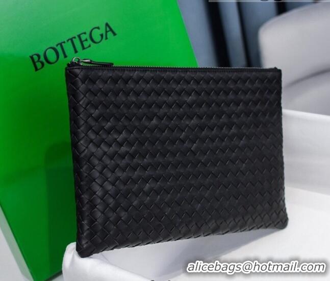 Super Quality Bottega Veneta Woven Lambskin Medium Pouch BV2174 Black 2021