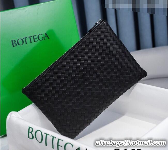 Super Quality Bottega Veneta Woven Lambskin Medium Pouch BV2174 Black 2021